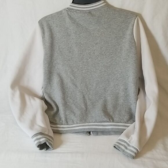 Dots Gray & White Varsity Full Front Zip Jacket Size XL - Picture 7 of 7